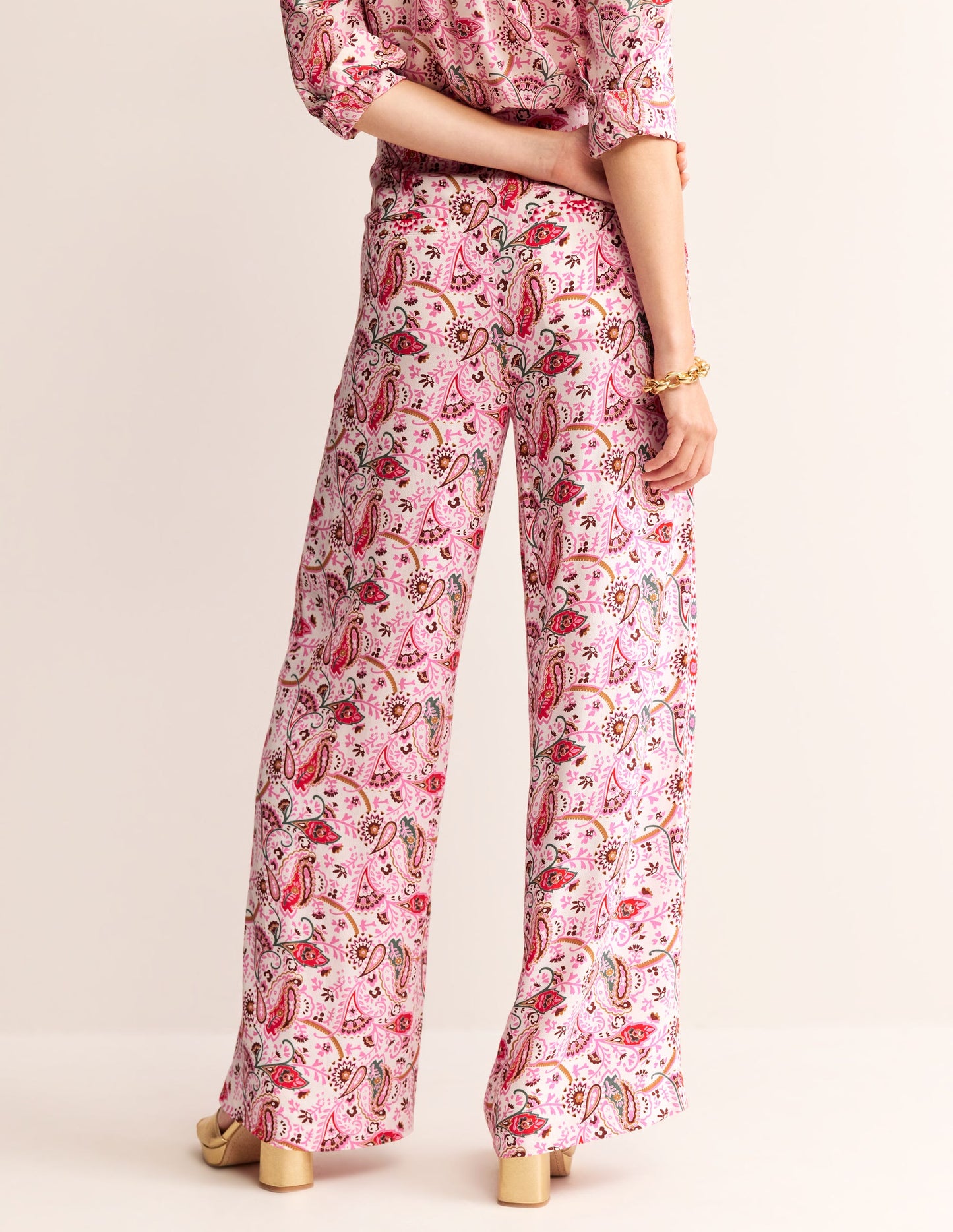 Palazzo Fluid Crepe Trousers-Multi, Floret Paisley