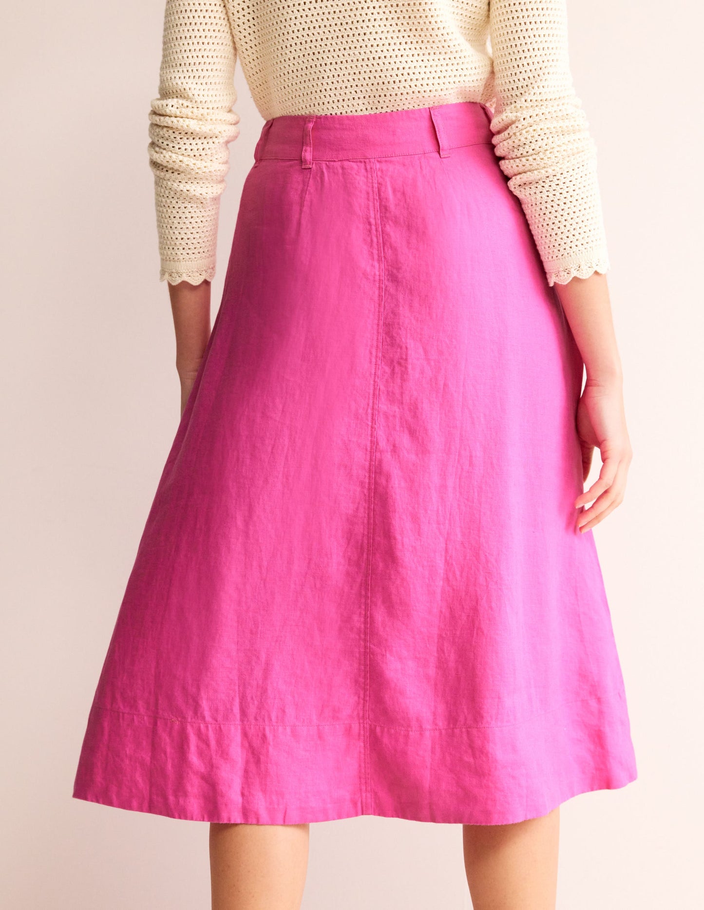 Petra Linen Midi Skirt-Pop Pansy