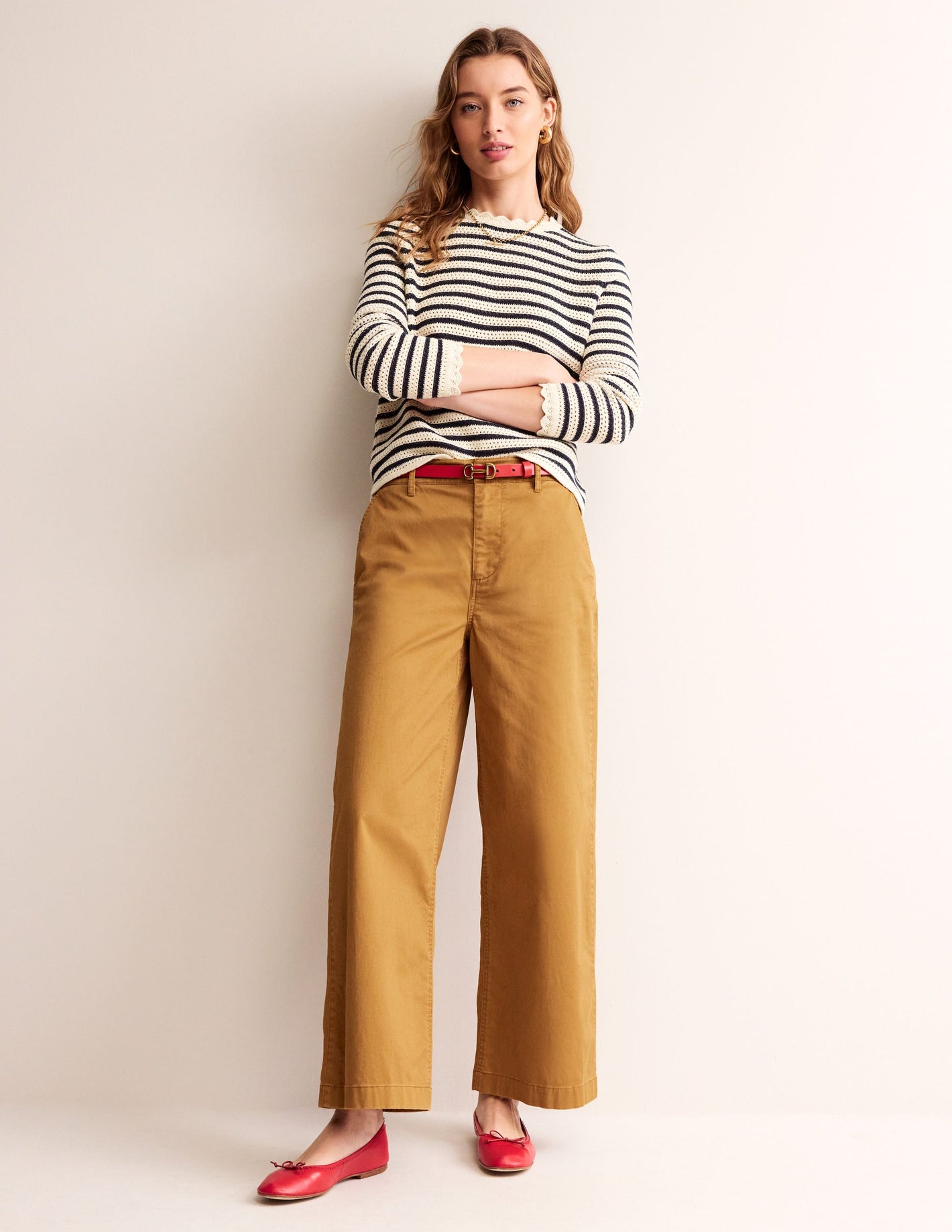 BARNSBURY WIDE LEG CHINO-Bronze Brown