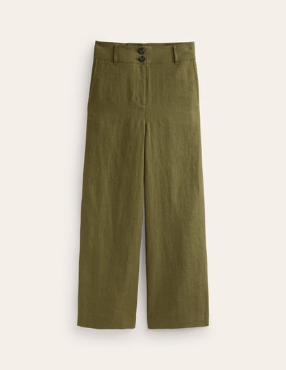 Westbourne Linen Crop Trousers-Mayfly