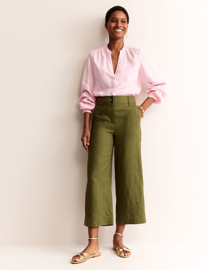 Westbourne Linen Crop Trousers-Mayfly