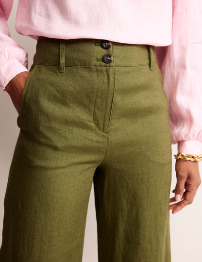 Westbourne Linen Crop Trousers-Mayfly