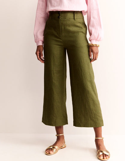 Westbourne Linen Crop Trousers-Mayfly