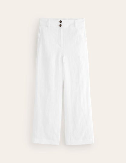 Westbourne Linen Crop Trousers-White