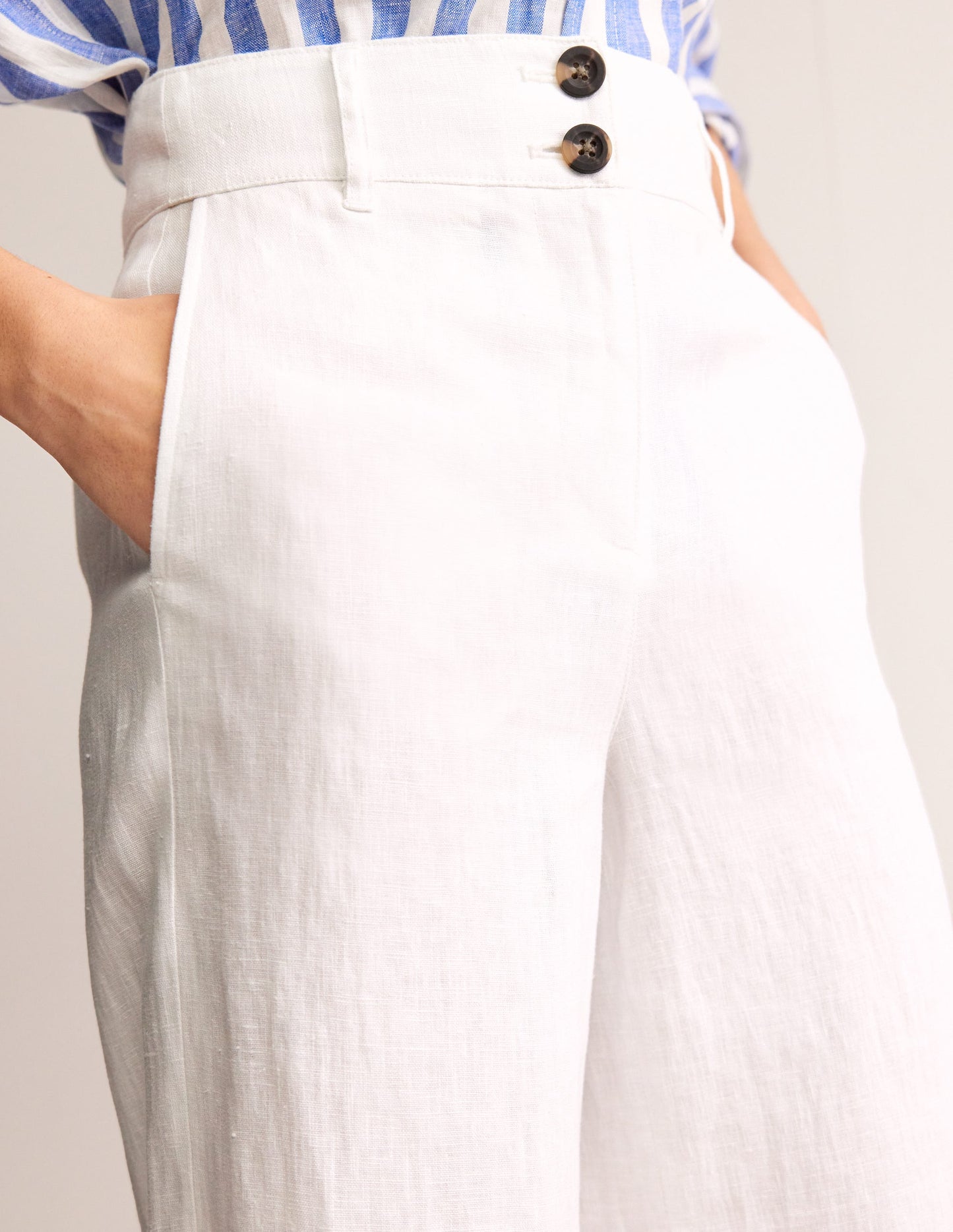 Westbourne Linen Crop Trousers-White