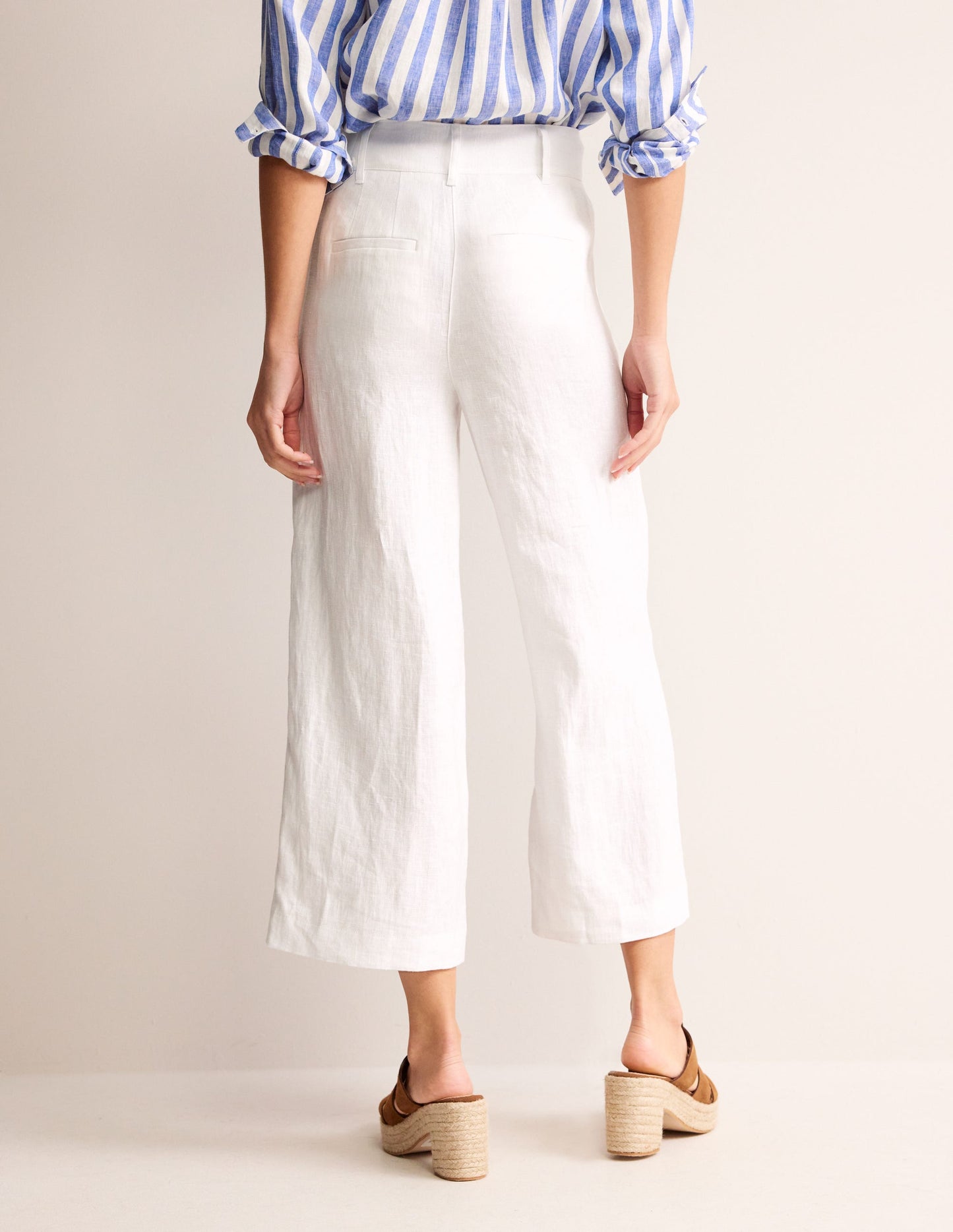 Westbourne Linen Crop Trousers-White