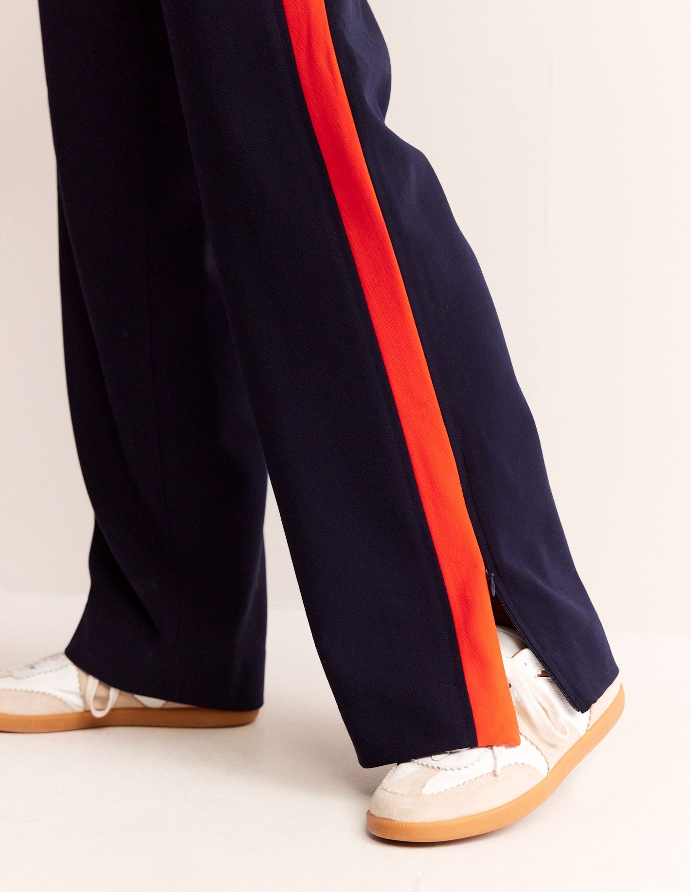 Pull On Side Stripe Trousers-Navy with Red Stripe