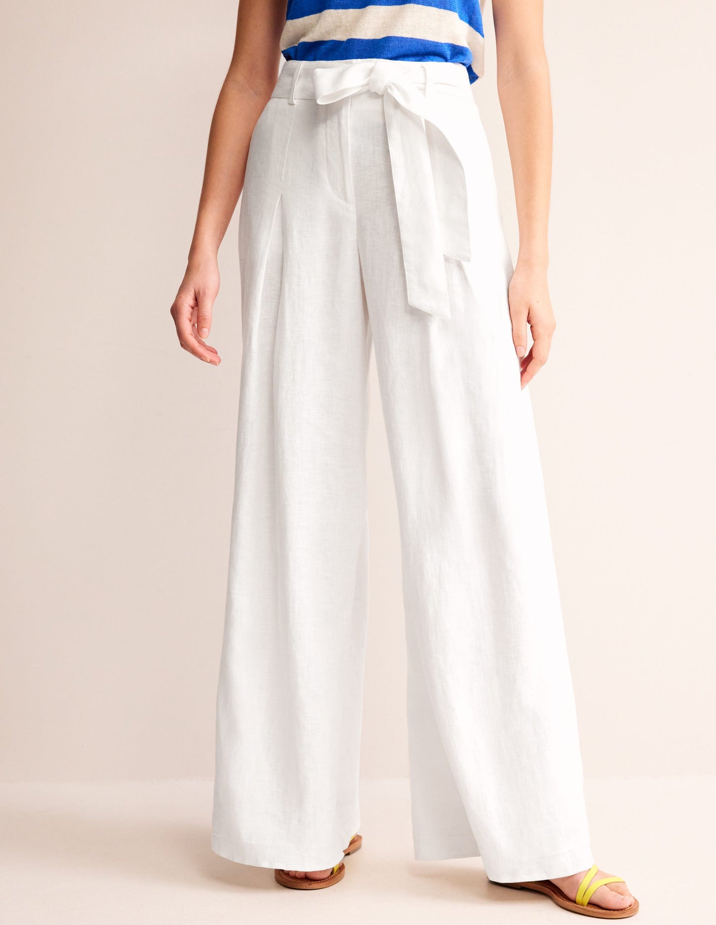 Palazzo Linen Trousers-White