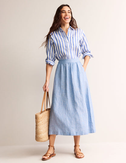 Florence Linen Skirt-Chambray