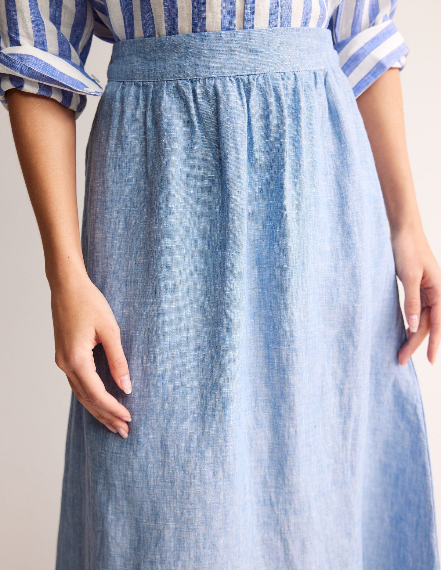 Florence Linen Skirt-Chambray