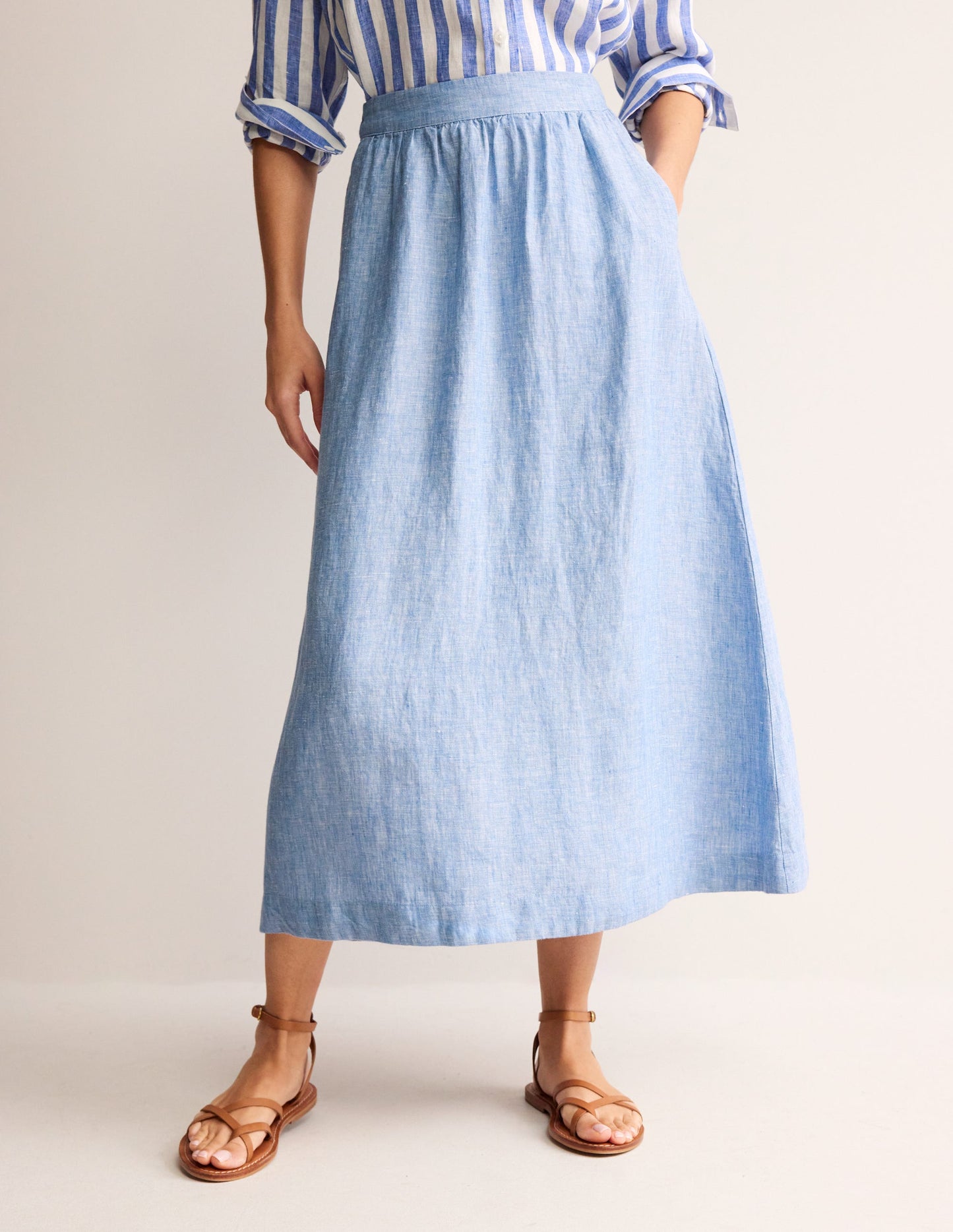 Florence Linen Skirt-Chambray