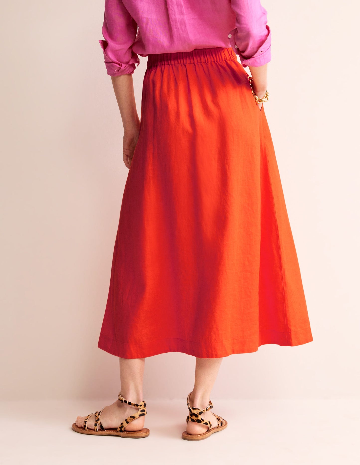 Florence Linen Skirt-Mandarin Orange