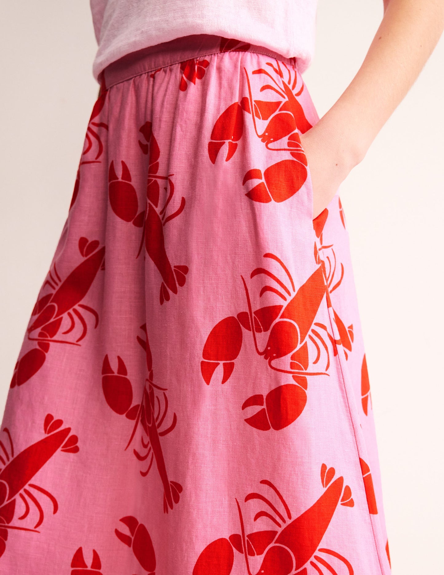 Florence Linen Skirt-Cashmere Rose, Lobster