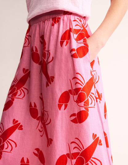 Florence Linen Skirt-Cashmere Rose, Lobster