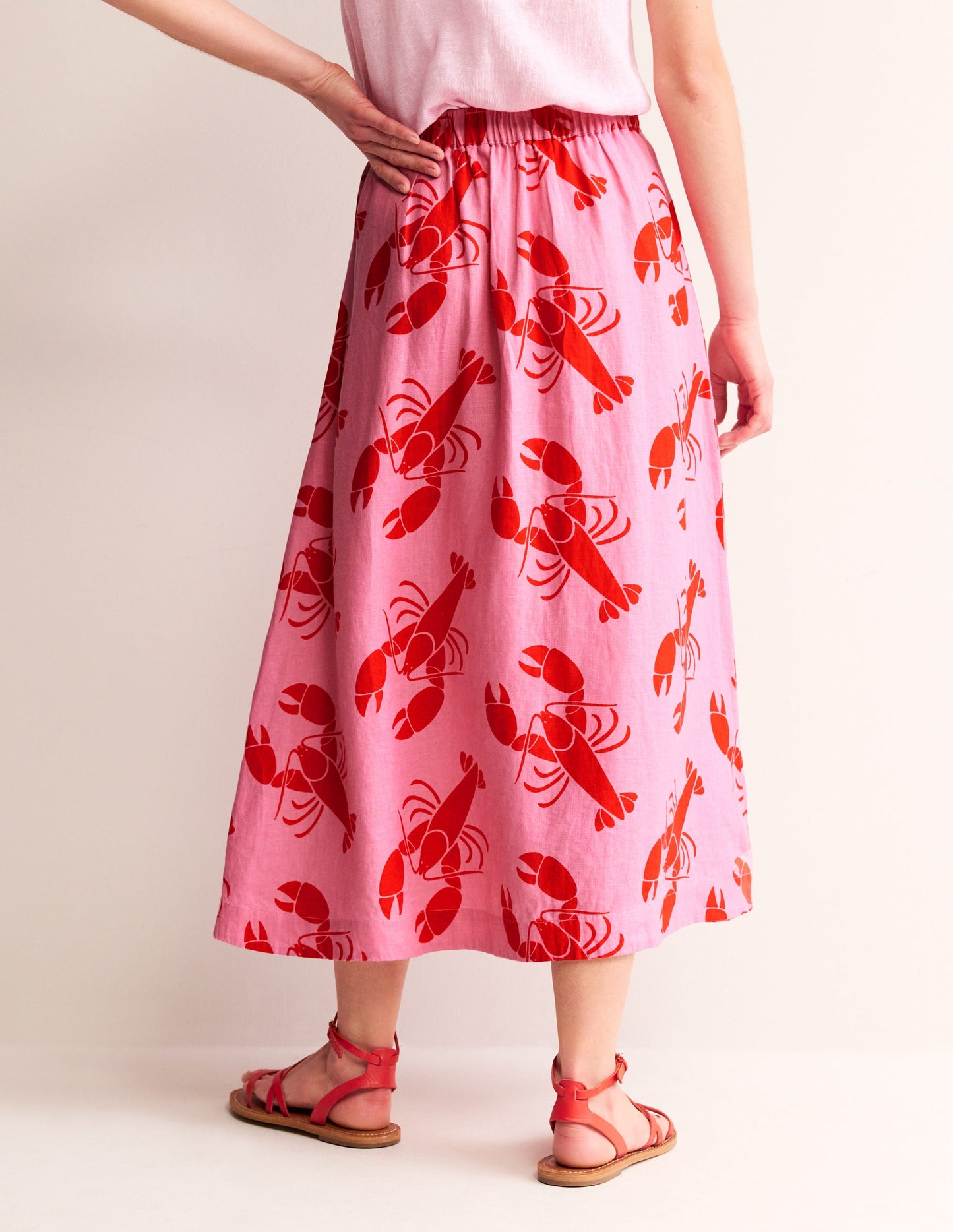 Florence Linen Skirt-Cashmere Rose, Lobster