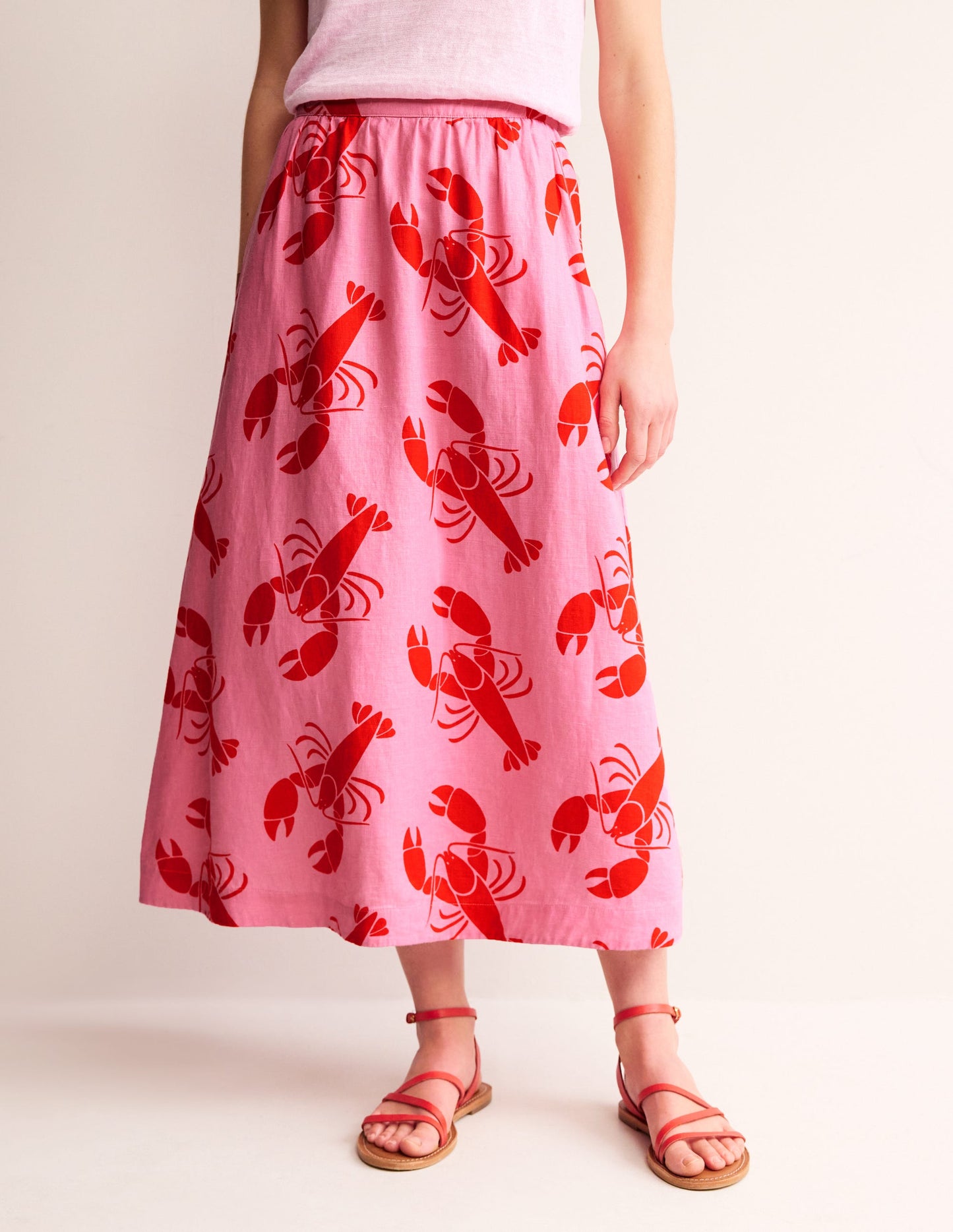 Florence Linen Skirt-Cashmere Rose, Lobster