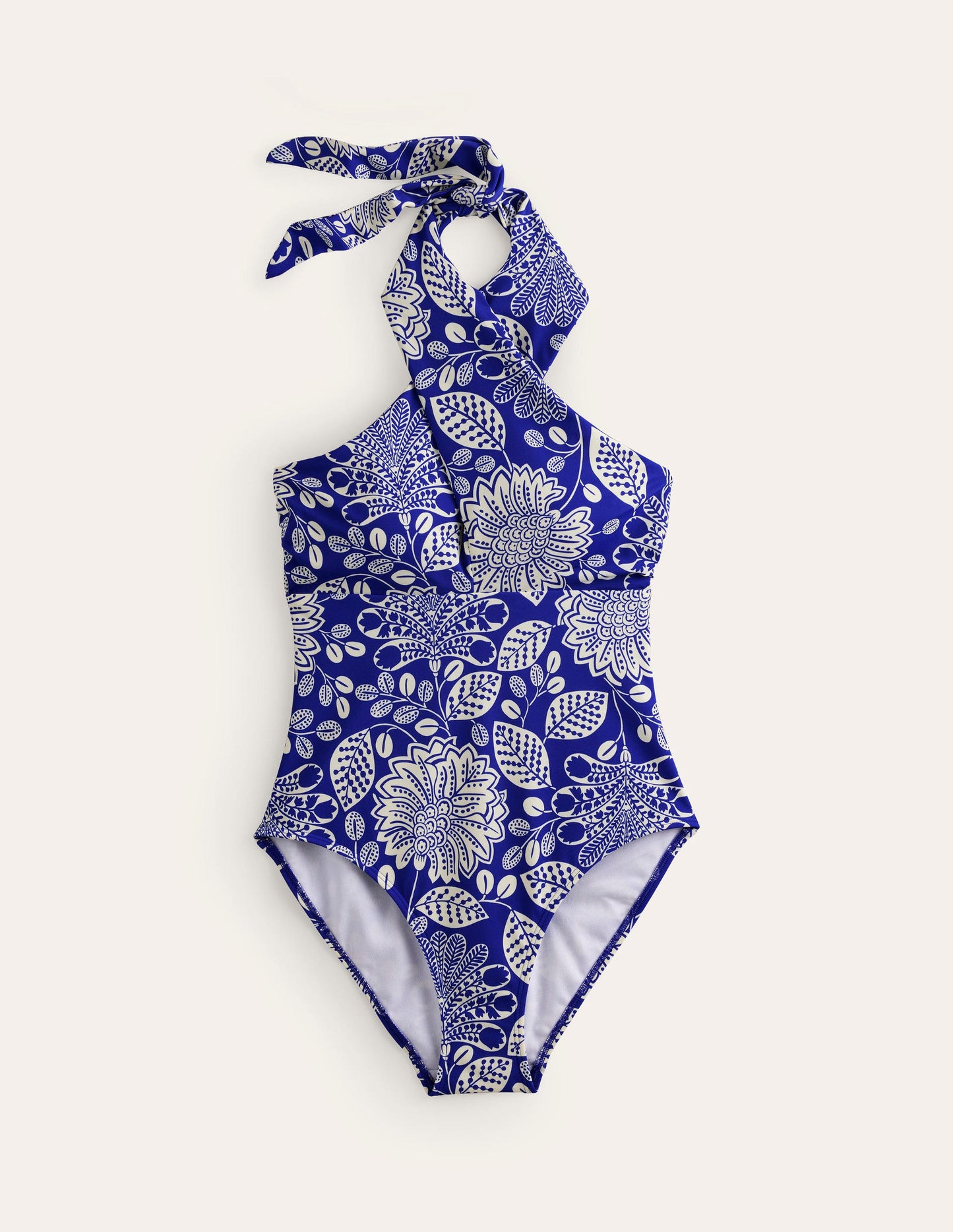 Cross Front Halter Swimsuit-Surf The Web, Gardenia Swirl