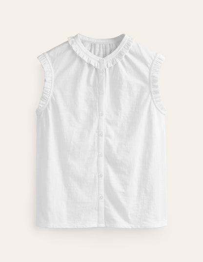 Olive Sleeveless Shirt-White