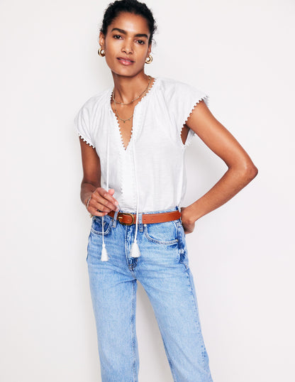 Millie Trim Detail Top-White