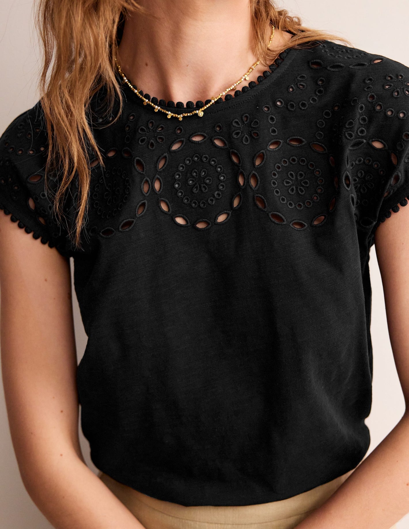 Sasha Broderie T-Shirt-Black