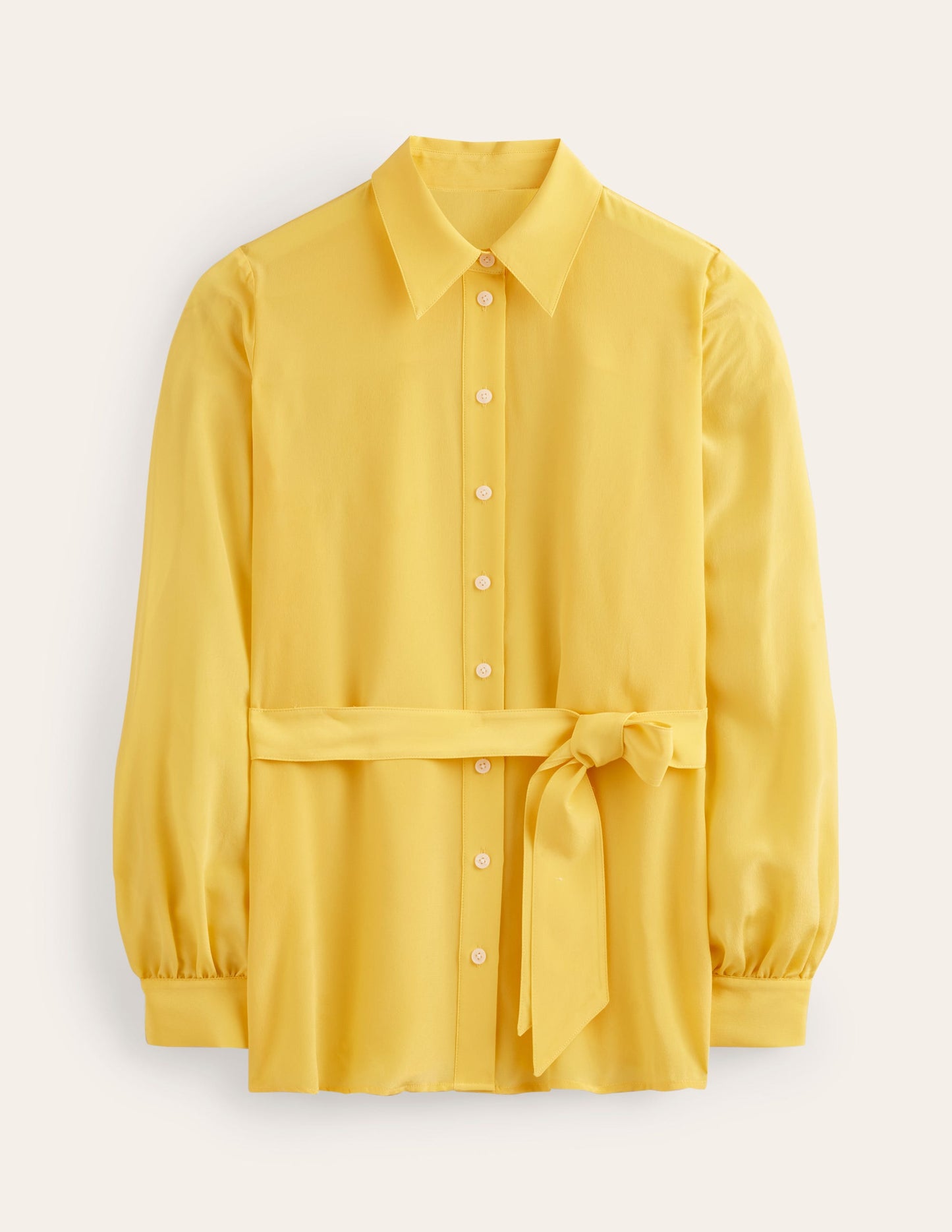 Belted Silk Shirt-Vibrant yellow