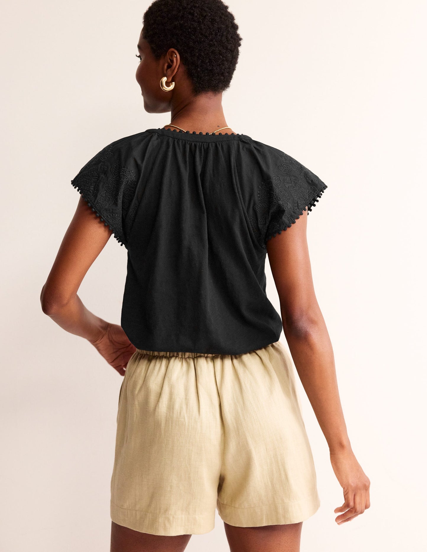 Millie Woven Mix Top-Black