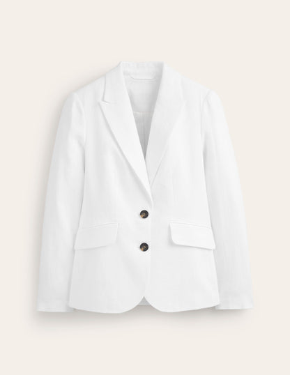 Marylebone Linen Blazer-White