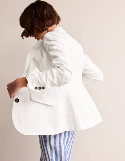 Marylebone Linen Blazer-White