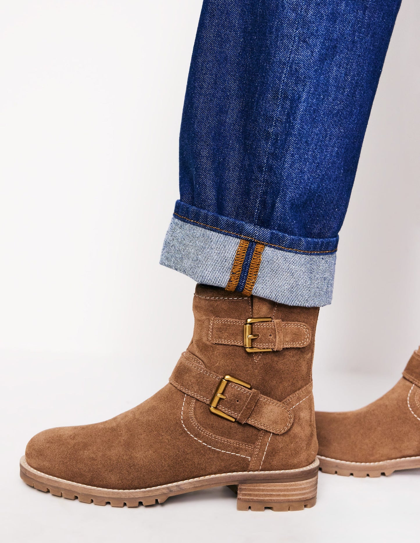 Buckled Biker Boots-Tan