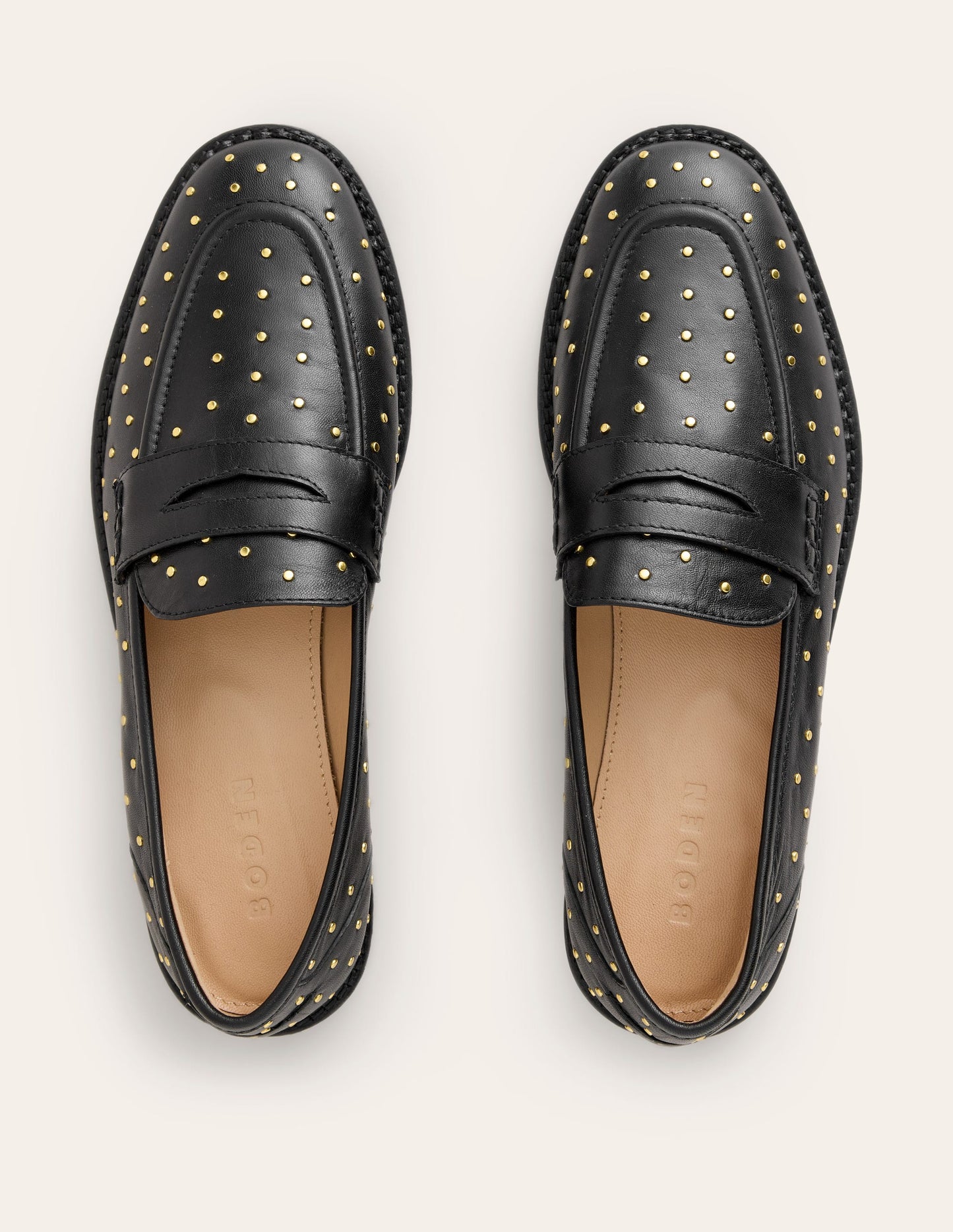 Nya Structured Penny Loafer-Black Studs