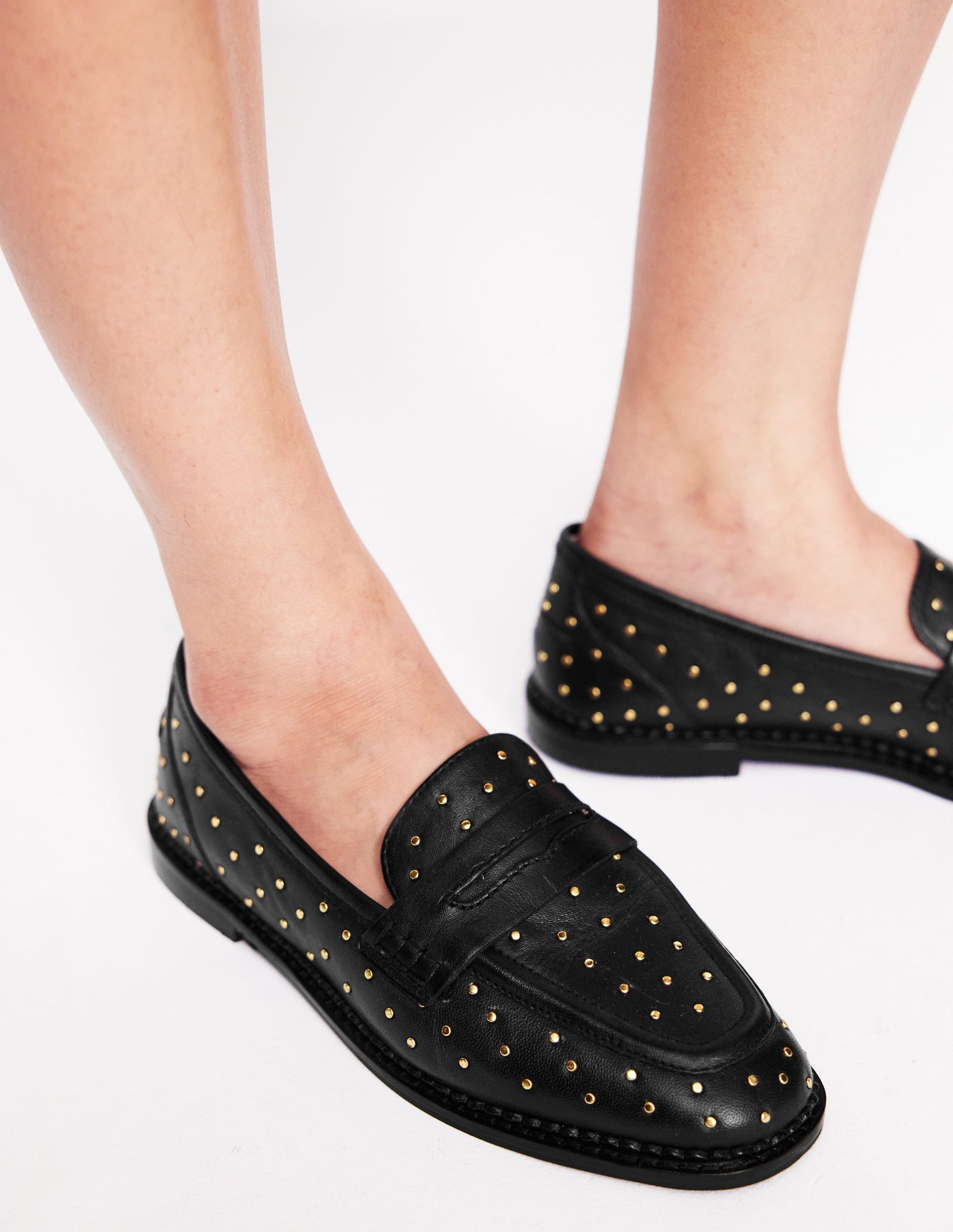 Nya Structured Penny Loafer-Black Studs