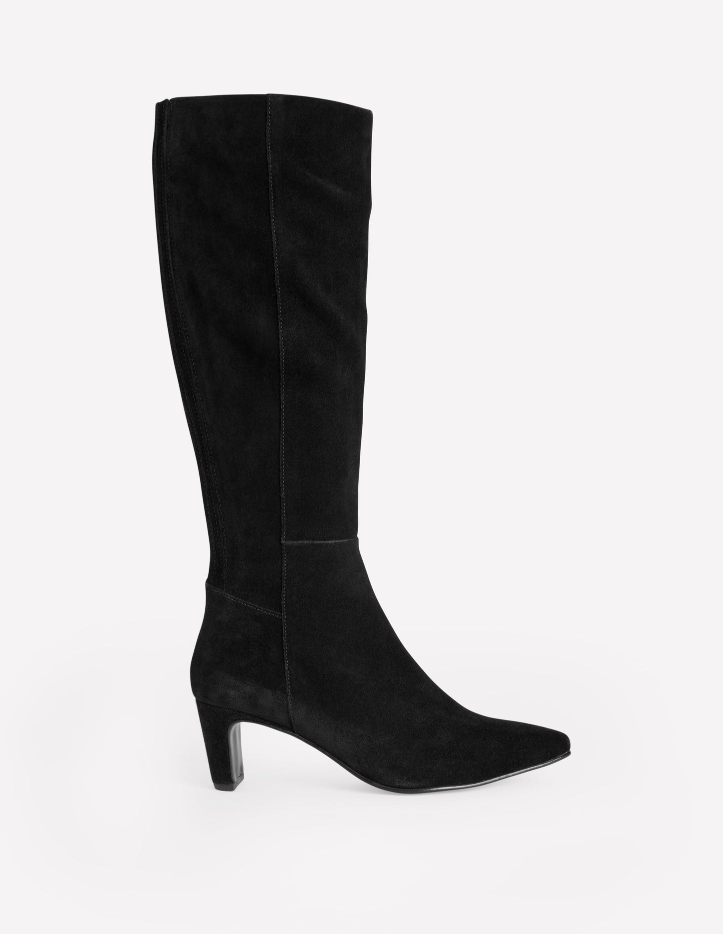 Back Panel Heeled Knee Boot-Black