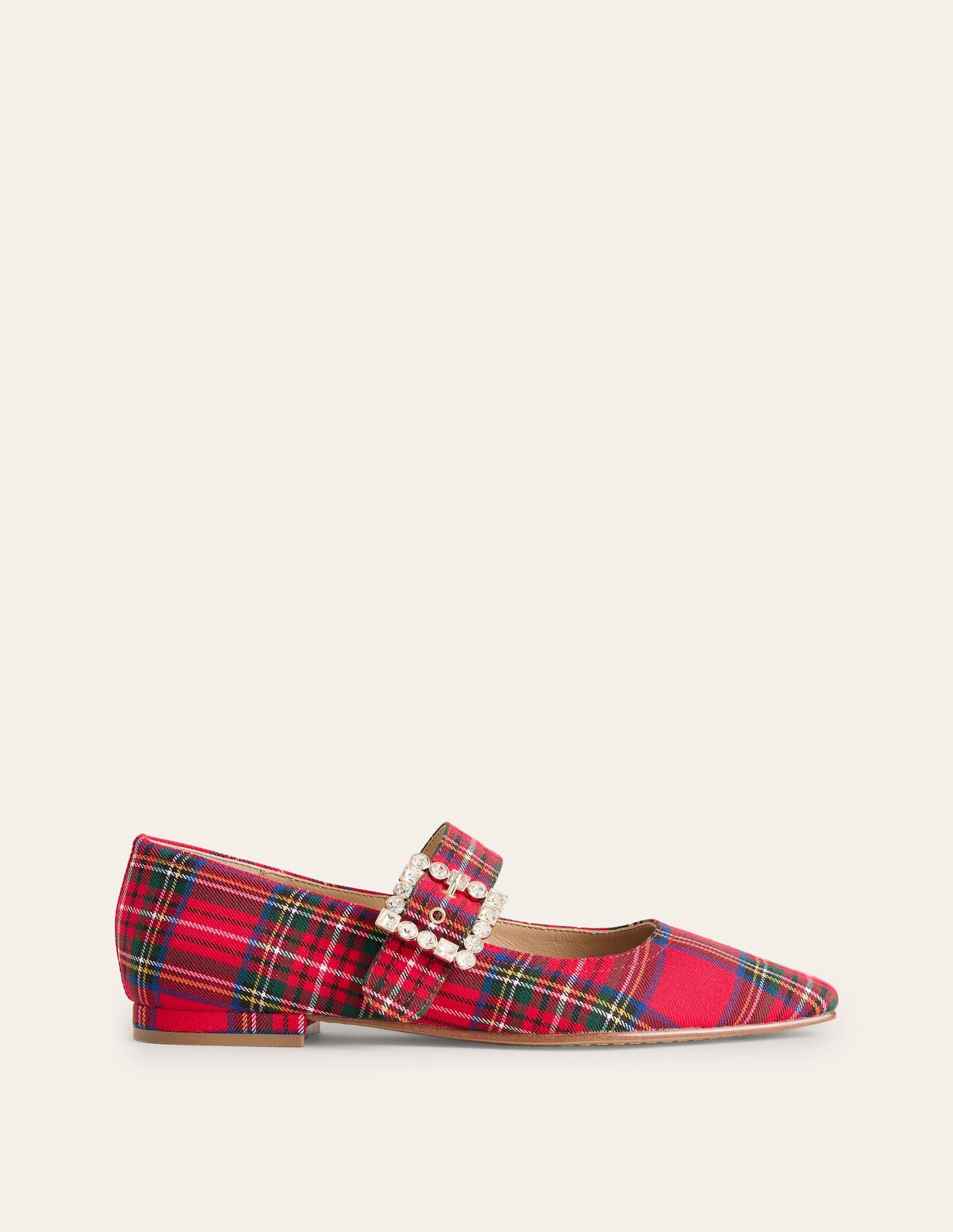 Vic Chisel Toe Mary Janes-Red and Blue Check