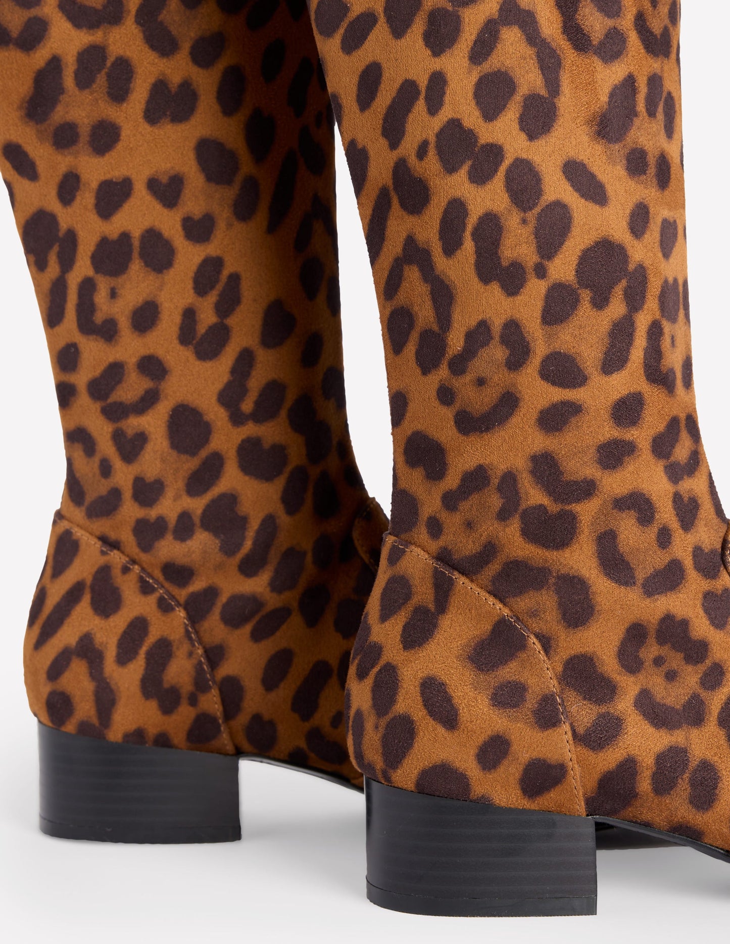 Flat Stretch Knee Boots-Leopard