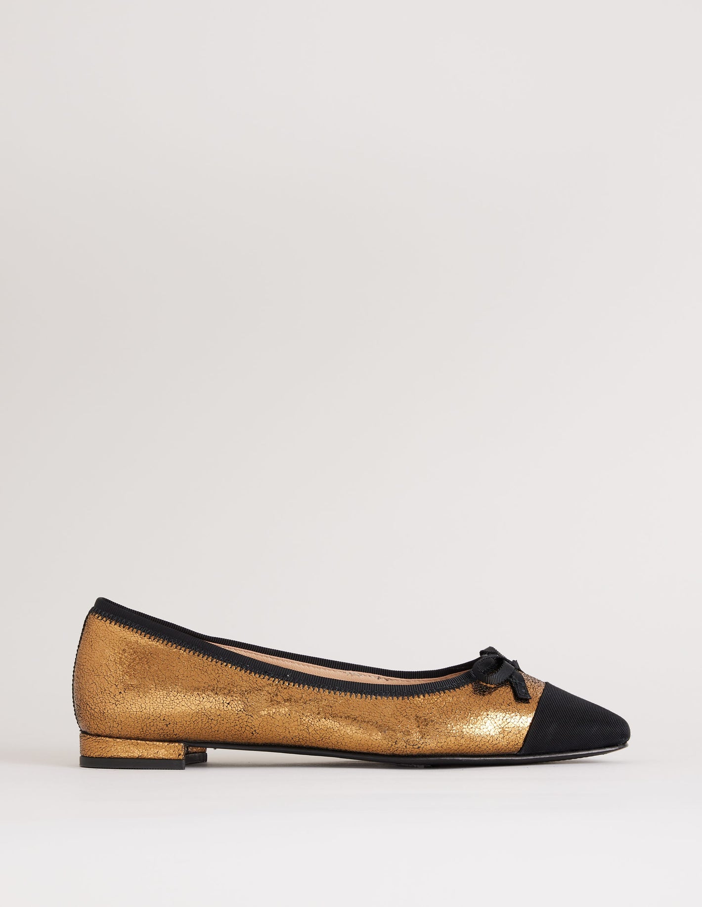 Toe Cap Ballet Flat-Bronze Metallic Leather