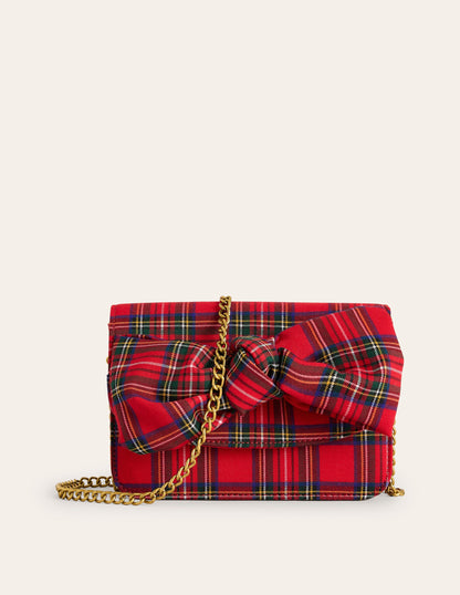 Bow Evening Bag-Red and Blue Check