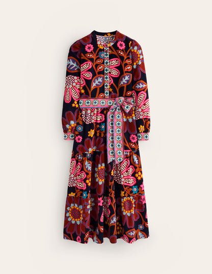 Alba Cord Maxi Dress -French Navy, Cosmic Meadow