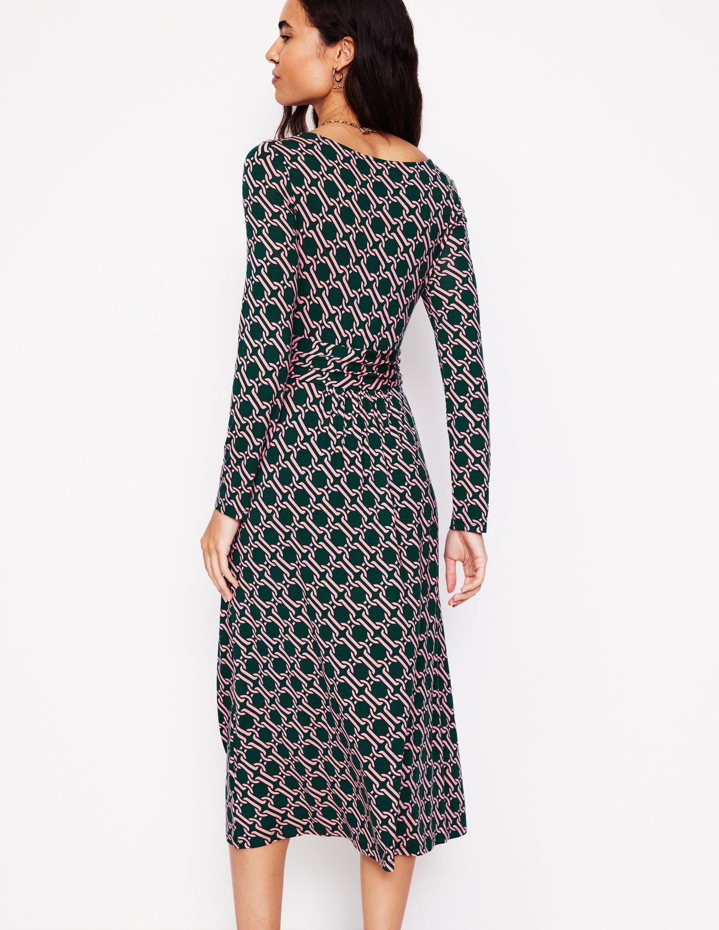 Amelie Long Sleeve Midi Dress -Glade, Chain Geo