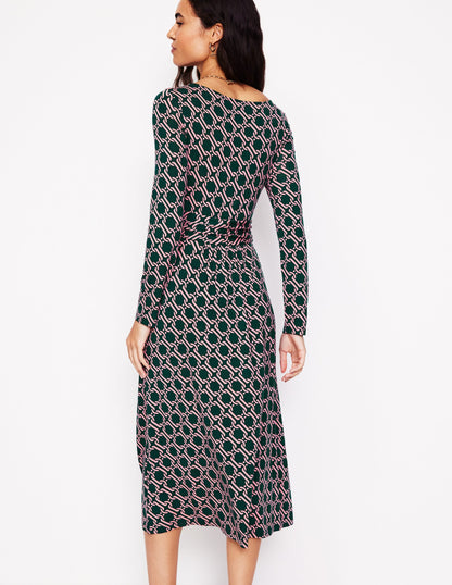 Amelie Long Sleeve Midi Dress -Glade, Chain Geo