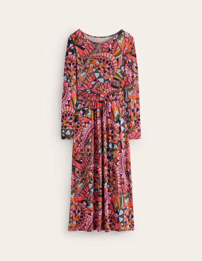 Amelie Long Sleeve Midi Dress -Multi, Kaleidoscopic Paisley