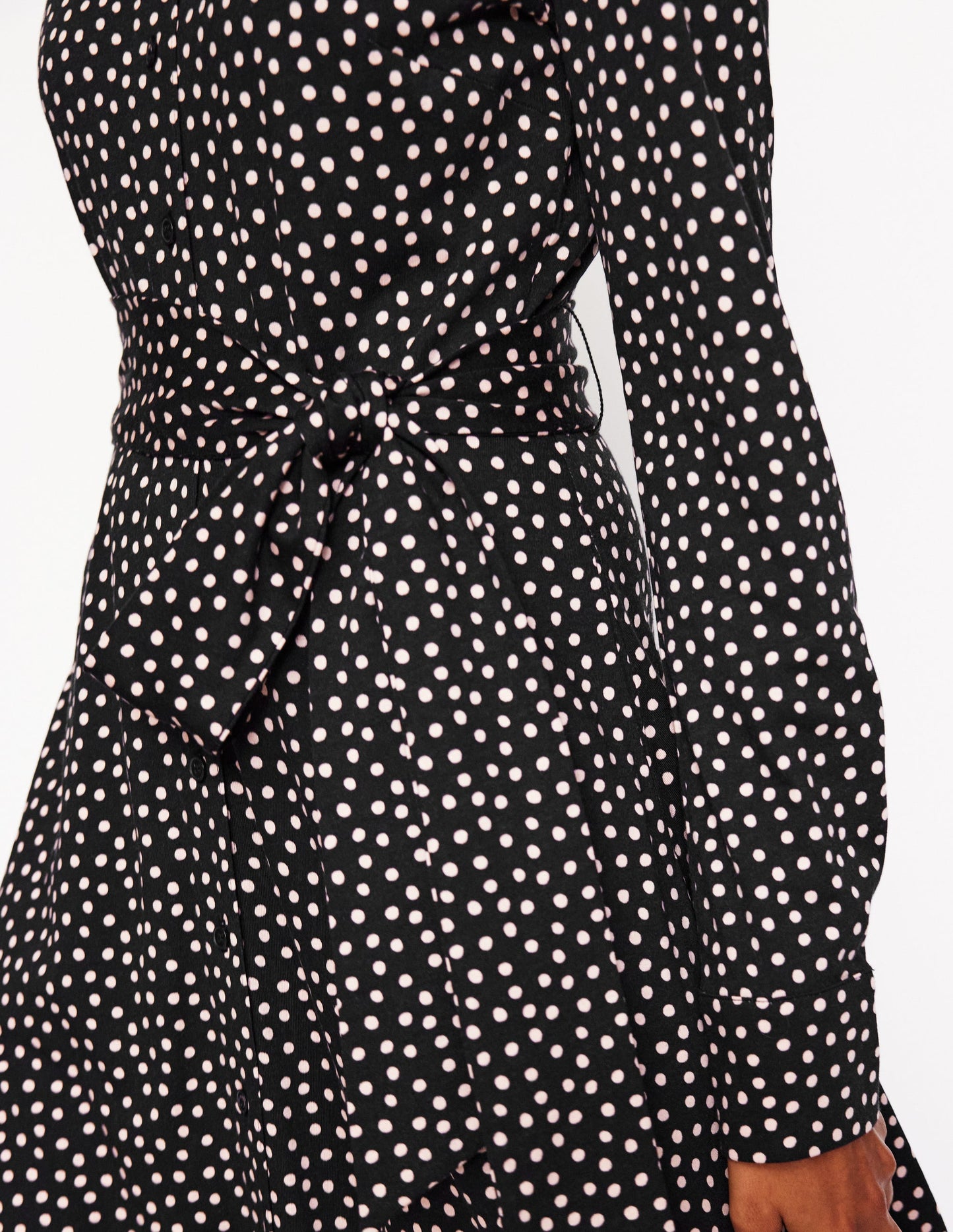 Marcia Jersey Midi Shirt Dress-Black, Abstract Dot