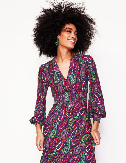 Ivy Smocked Midi Dress-Multi, Illustrated Paisley