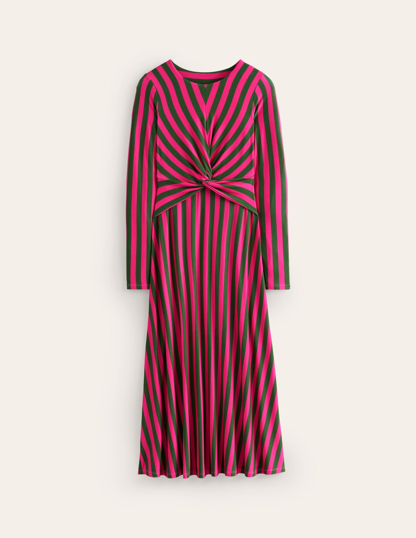 Twisted Waist Jersey Dress -Pink Peacock and Eden, Stripe