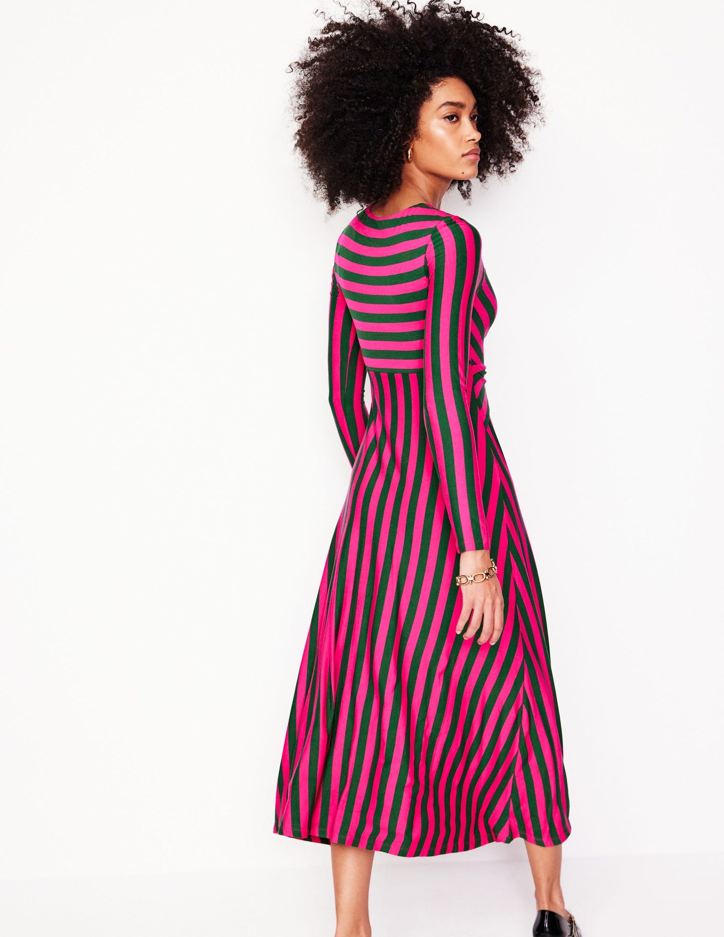 Twisted Waist Jersey Dress -Pink Peacock and Eden, Stripe