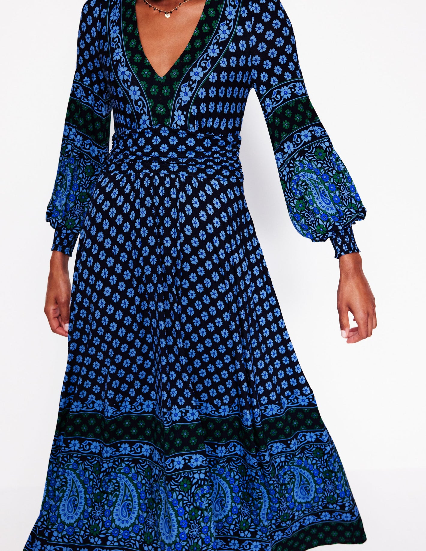 Daphne Jersey Maxi Dress -Dawn Blue, Paisley Posy