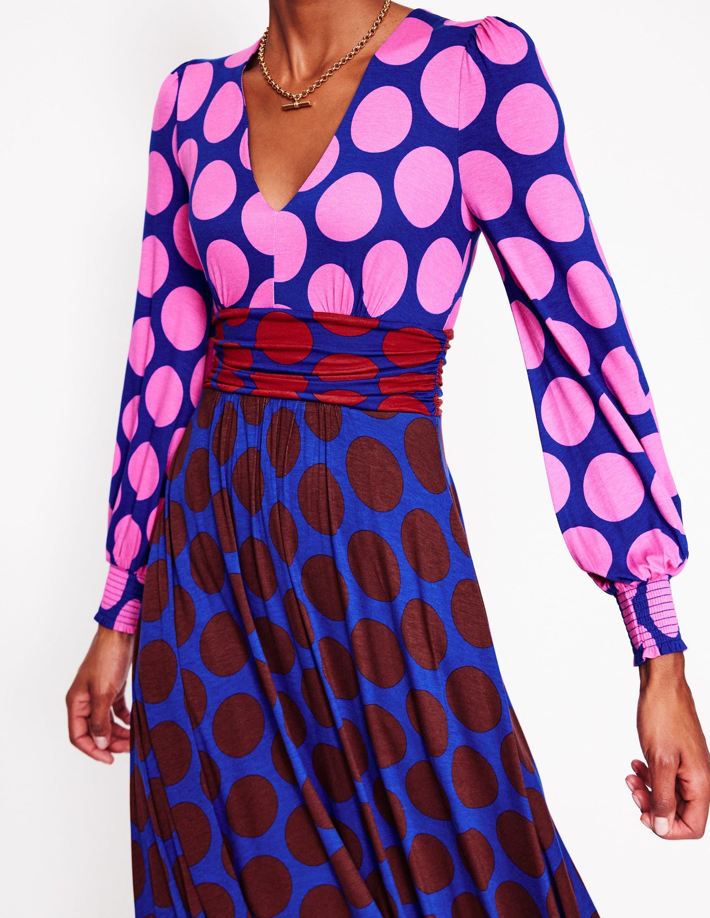 Daphne Jersey Maxi Dress -Pink Tourmaline, Large Spot