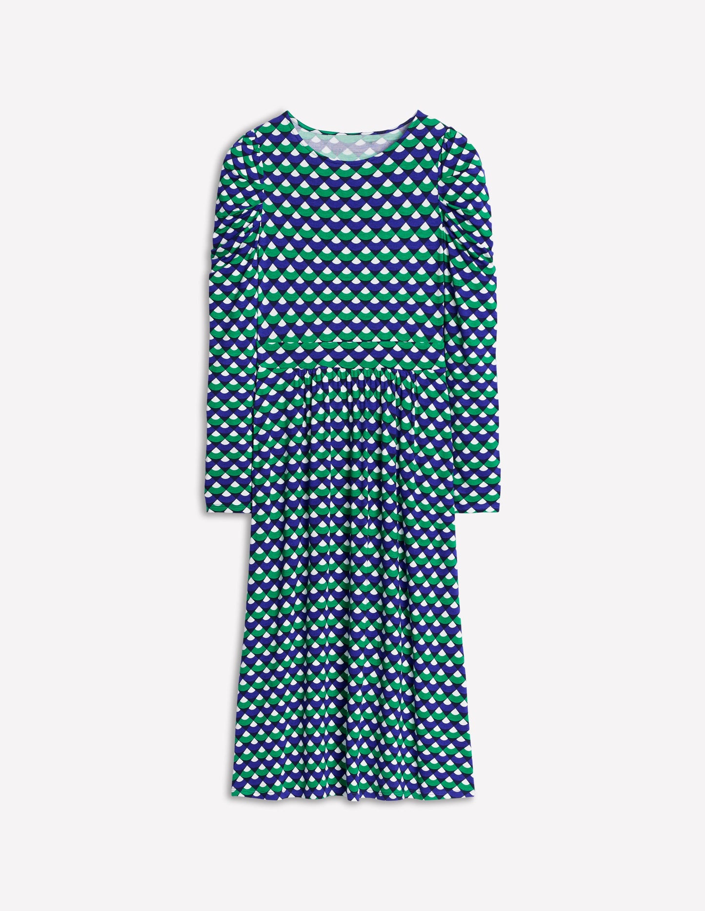 Puff Sleeve Blouson Dress -Rich Emerald, Arc Segment