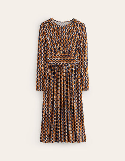 Thea Long Sleeve Jersey Dress -Ochre, Chain