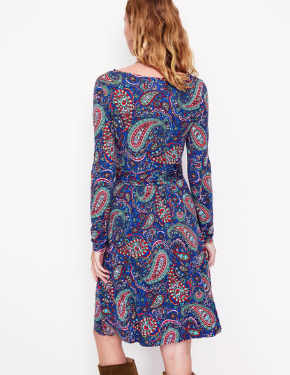 Amelie Long Sleeve Dress-Blue Jay, Paisley Paradise