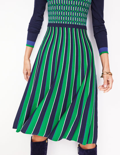 Maria Jacquard Knitted Dress-Rich Emerald, Jacquard